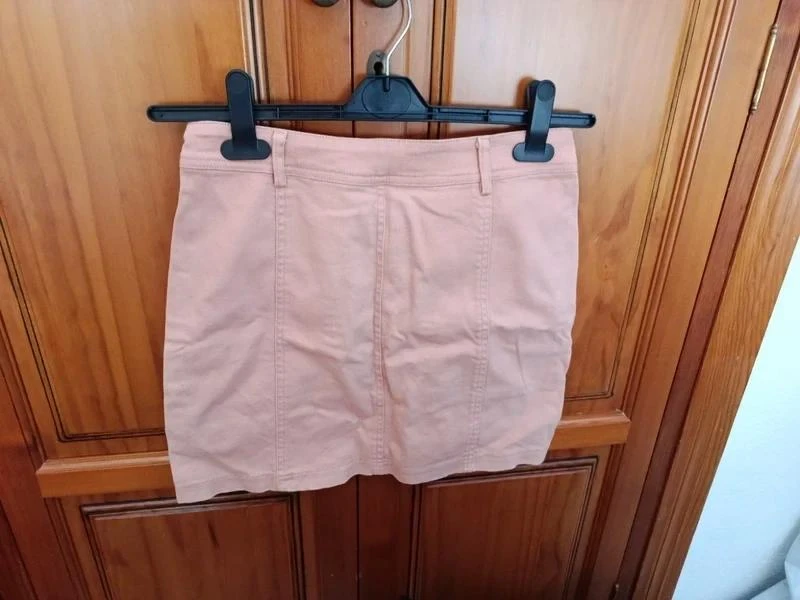 Nude Pink Denim Skirt with Buttons - Size S / Mosnova – photo 3